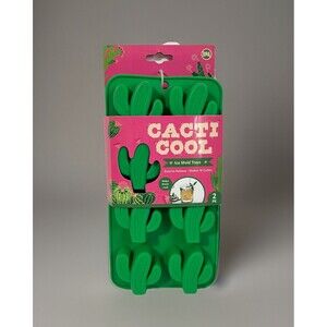CACTI COOL Silicone Cactus-Shaped Ice Mold Trays 2 PK 16 Total Ice Cubes Green
